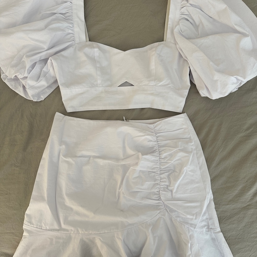 Elegant White Top & Skirt Set